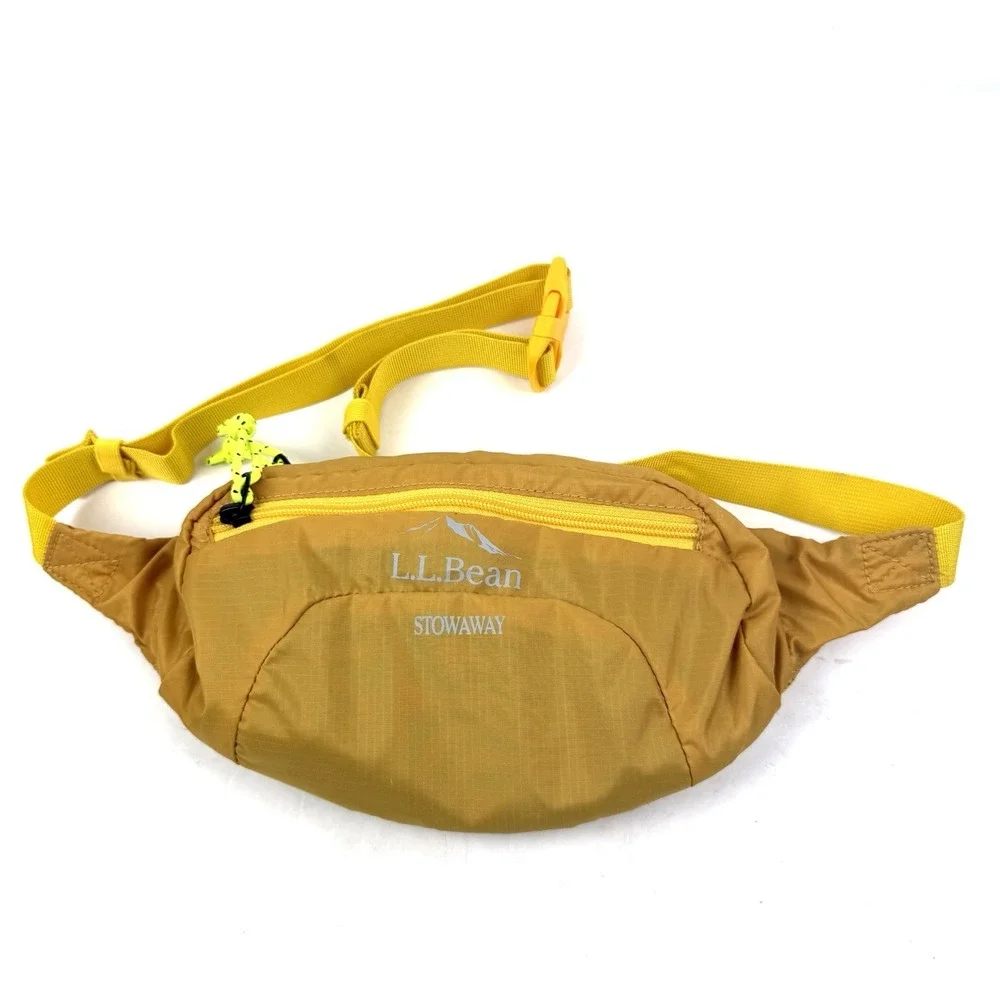 LL Bean Stowaway Bag Yellow Nylon Waist Pack Ultralight Outdoor Hiking‎ New